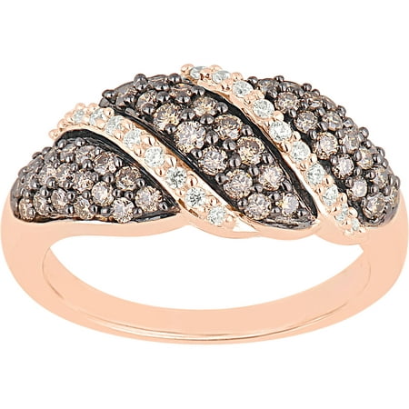 3/4 Carat T.W. Champagne and White Diamond 10kt Rose Gold Fashion Ring