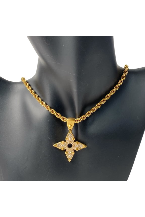 Pre-Owned Louis Vuitton Women's LV Rope Necklace Pendant M01751 OB0274