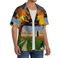 thumbnail image 4 of Naloa Fall Village Scenery Men's Loose Fit Cuban Collar Short-Sleeve Shirt with Button-down and Chest Pocket for Everyday Wear Outings - X-Large, 4 of 7