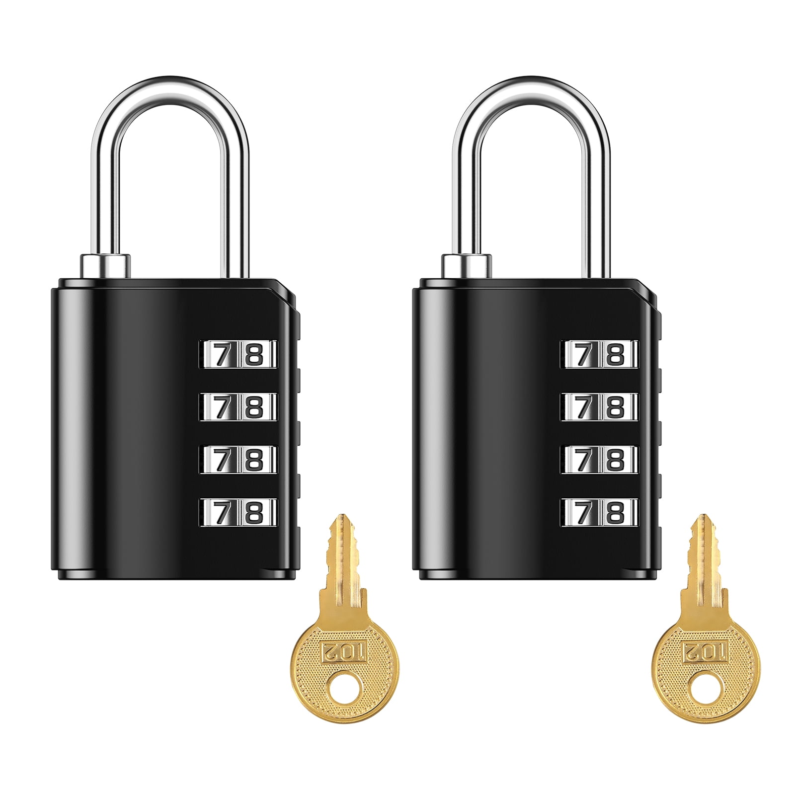 Combination Locks, 4 Digit Locks with Keys Combination Padlock Security ...