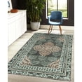 thumbnail image 4 of Damask Decorative Rug, Curlicue Design Traditional Flourishes in Retro Themed Flowers Artwork, Quality Carpet for Bedroom Dorm and Living Room, 6 Sizes, Dark Green and Peach, by Ambesonne, 4 of 4