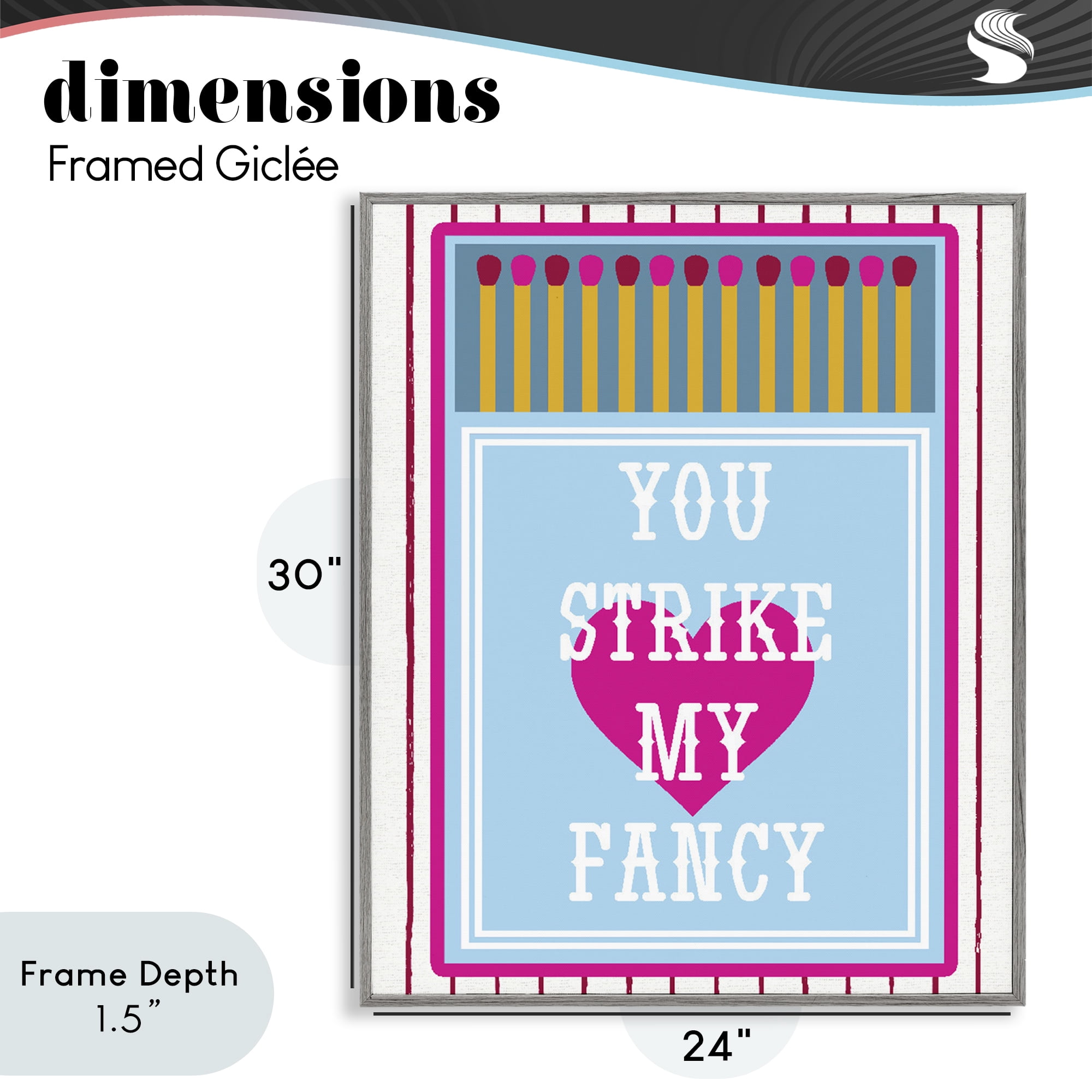 Stupell Industries You Strike My Fancy Gray Framed Giclee Art, design by Lil' Rue