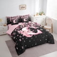 thumbnail image 3 of Manfei Girls Pink Monogrammed Bedding Comforter Set 7pcs, Personalized Letter C King Bedding Sets, Kawaii Axolotl Cherry Blossoms Bed Sheets, Breathable Home Decor, 3 of 8