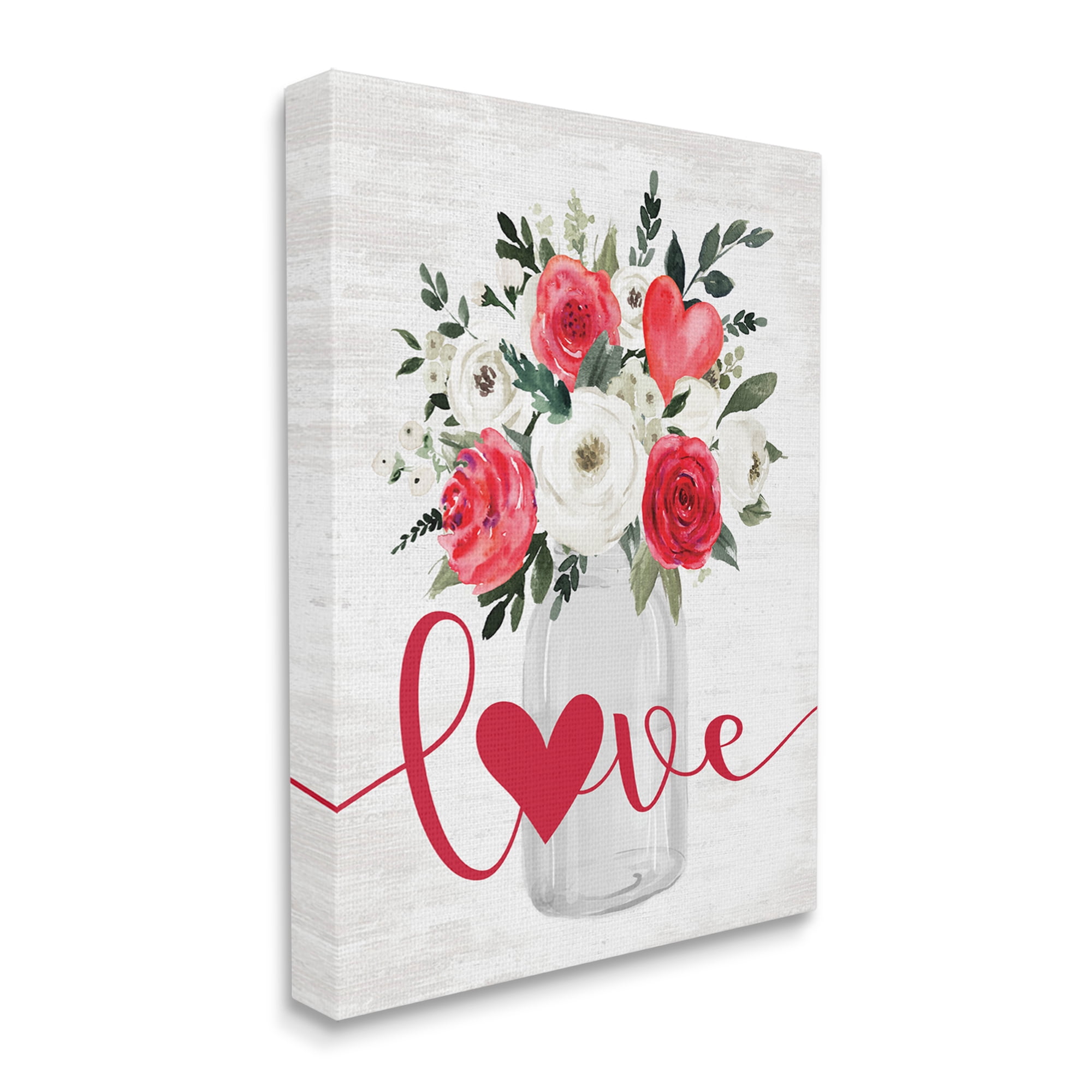 Stupell Industries Floral Valentine's Love Bouquet Botanical & Floral Painting Gallery Wrapped Canvas Art Print Wall Art, 16 x 20
