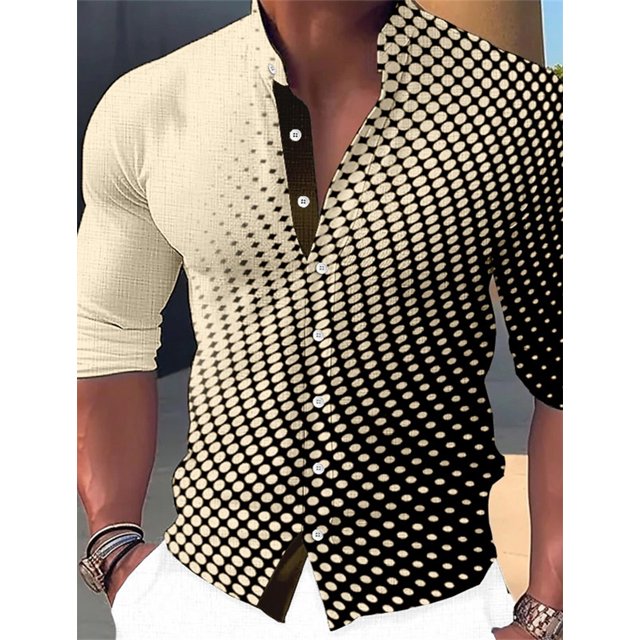 Camisa larga con botones y cuello alto con estampado vertical 3D para hombre, nueva moda de verano, ropa de diseñador para fiestas, tallas S-6XL