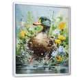 thumbnail image 2 of Designart "Springtime Splash Duck Blooms" Animals Framed Wall Art - Traditional Green Duck Bedroom Framed Canvas Wall Art, 2 of 6