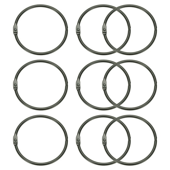 Uxcell 9Pcs Loose Leaf Binder Rings, 3.3 Inch Metal Open Card Rings Heavy Duty Book Rings for Key Index Card Rings Paper Rings Office, Black