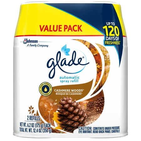 Glade Automatic Spray Refill 2 CT, Cashmere Woods, 12.4 OZ. Total, Air (Best Electric Air Freshener)