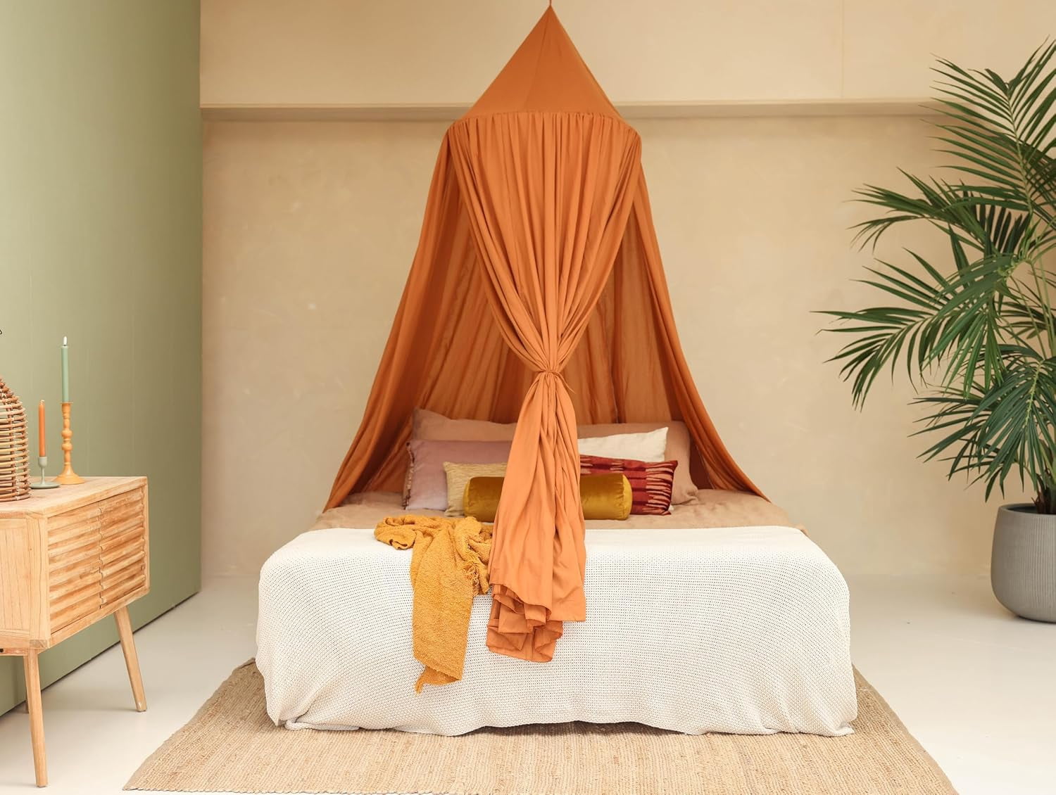 Caramel Bed Canopy for Queen and King-Sized Beds | Bedroom Decoration for Teens or Adults | Conical Shape Insect Netting | Mosquito Net in Multiple Colors and Sizes