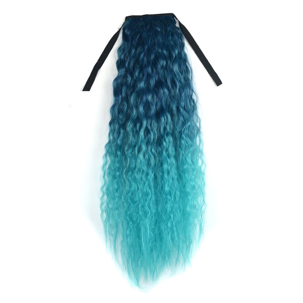 Birdeem Gradient Color Ribbon Wavy Curly Long Ponytail Horsetail Clip