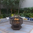 thumbnail image 2 of Wood Burning 22'' Fire Pit for Outside, Premium Hex-Shaped Steel Fire Pit w/Flame-Retardant Lid, Metal Fire Pit w/Poker, Multifunctional Heater/Grill/Ice Pit for Backyard Patio Garden BBQ Grill, S8014, 2 of 8