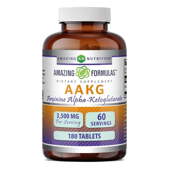 Amazing Formulas AAKG Arginine Alpha-Ketoglutarate 3500 Mg Per Serving, 180 Tablets (Non-GMO)