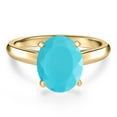 thumbnail image 3 of Gem Stone King 14K Yellow Gold Green Turquoise Engagement Ring for Women | 3.00 Cttw | Oval 12X10MM | Gemstone Birthstone | Size 8, 3 of 6