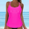 thumbnail image 2 of Plus Size Bikini Top 40dd Women Lace Up Swimwear Tops Full Coverage Bikini Top Push Up Swim Tank Top Tie Back Bathing Suit Tops Female Womens Bikini & Tankini Tops(Hot Pink,L), 2 of 9