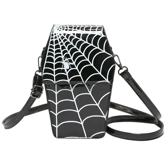 Yucurem Gothic Coffin Shape Shoulder Bag For Women Pu Leather Crossbody Bag (Black) Fashion shoulder bag (Black)