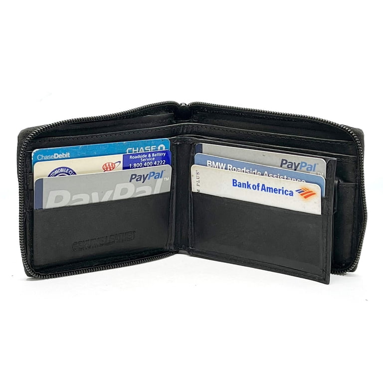 Premium Black Leather Credit Card Wallet With ID - Handcrafted in USA Premium Black Leather Credit Card Wallet With ID - Handcrafted in USA