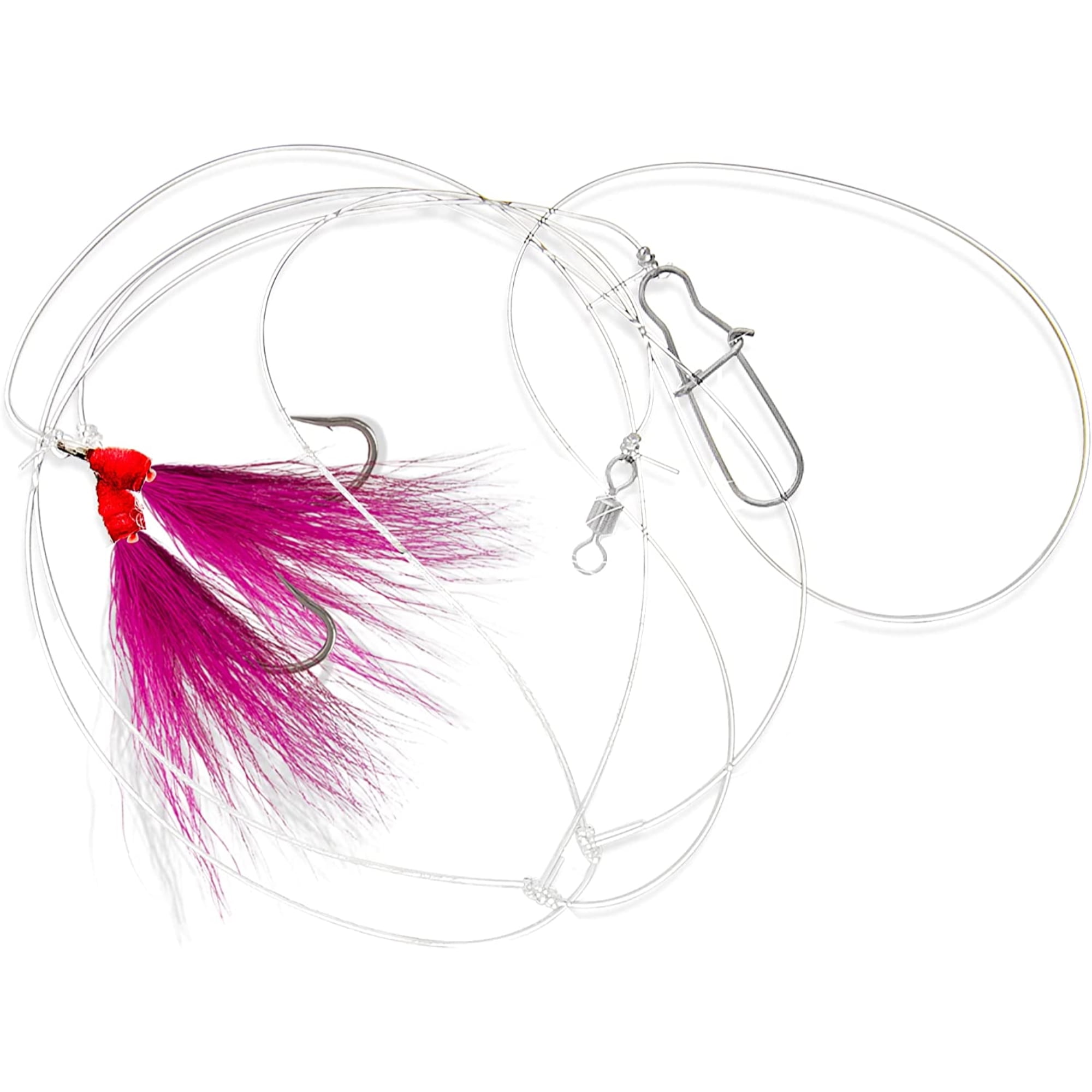 Uncle Mo’s Tackle - Fluke Flounder Killer Hi-Lo Rig – Multicolor Mylar Teaser for Saltwater – BKK Black Size 3/0 Octopus Hook -30lb Heavy Duty Mono