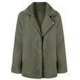 thumbnail image 3 of FNFYFH Women's Winter Fleece Lapel Faux Fur Coats Long Sleeve Solid Color Furry Jackets Warm Plush Open Front Winter Coats with pockets, 3 of 5