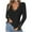 Black, variant on Dagugfen Ribbed Long Sleeve Tops for Women Lace V Neck Low Cut Slim Fitting Button Comfy Knit Casual Going out Tops