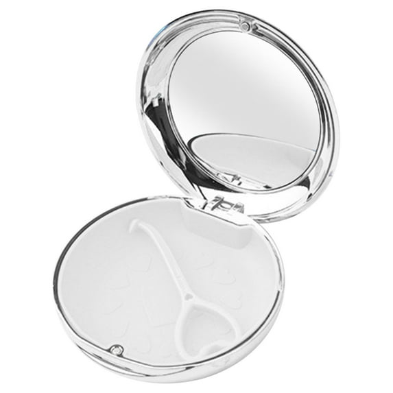 Portable Retainer Case with Mirror Waterproof Dustproof with Vent Holes Storage Boxes Silic Liner with Aligner Remover Tool , White, 8.7x2..7cm