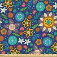 thumbnail image 2 of Ambesonne Garden Fabric by the Yard Upholstery, Bohemian Chill Floral Art, 3 Yards, Dark Lavender Marigold, 2 of 5