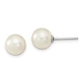 thumbnail image 6 of 925 Sterling Silver Rh-pl 8-9mm Plum/Wht Imitat Shell Pearl Post 3 Earring Set; for Adults and Teens; for Women and Men, 6 of 7