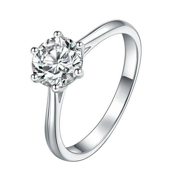 Sterling Silver Womens 1 Carat D Color Moissanite Ring, Korean Style, Electroplated, Adjustable