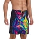 thumbnail image 2 of Balery Neon Pop Art Pitbull Pantalones cortos de pijama de punto de algodón para hombre con cinturilla y bolsillos-Large, 2 of 6
