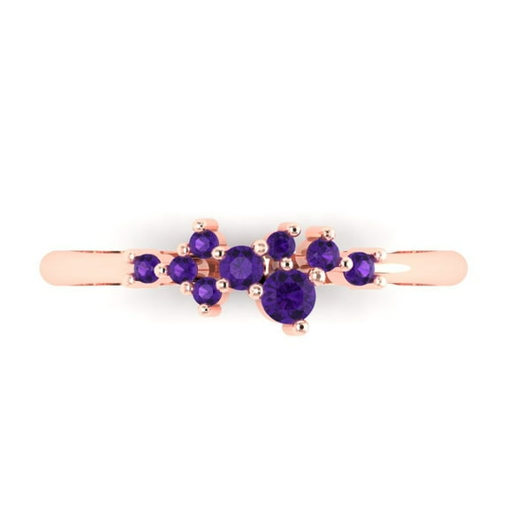 0.17 ctw Wedding Band for Women - 18K Rose Gold Natural Amethyst Stackable Eternity Ring