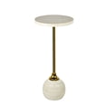 thumbnail image 5 of JONATHAN Y Evelyn 26" Modern Glam Metal/Resin Mosaic Pedestal Drink Table, Cream/Gold, 5 of 8