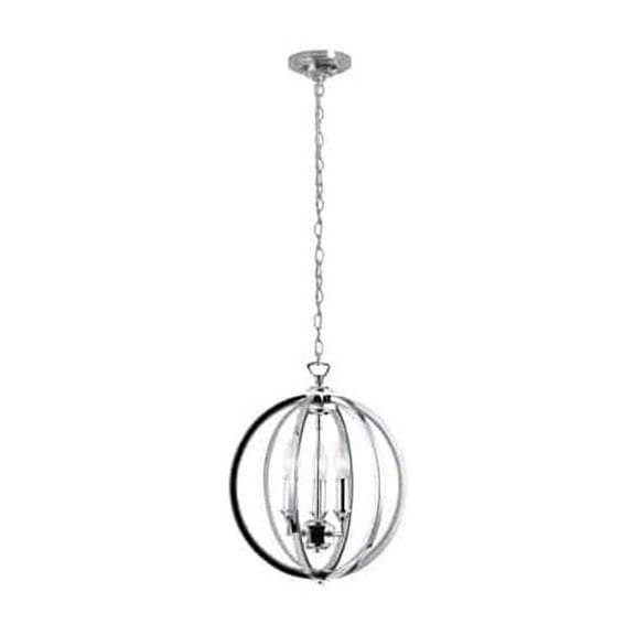 Dainolite 3 Light Chandelier, Polished Chrome w/Jeweled Accents