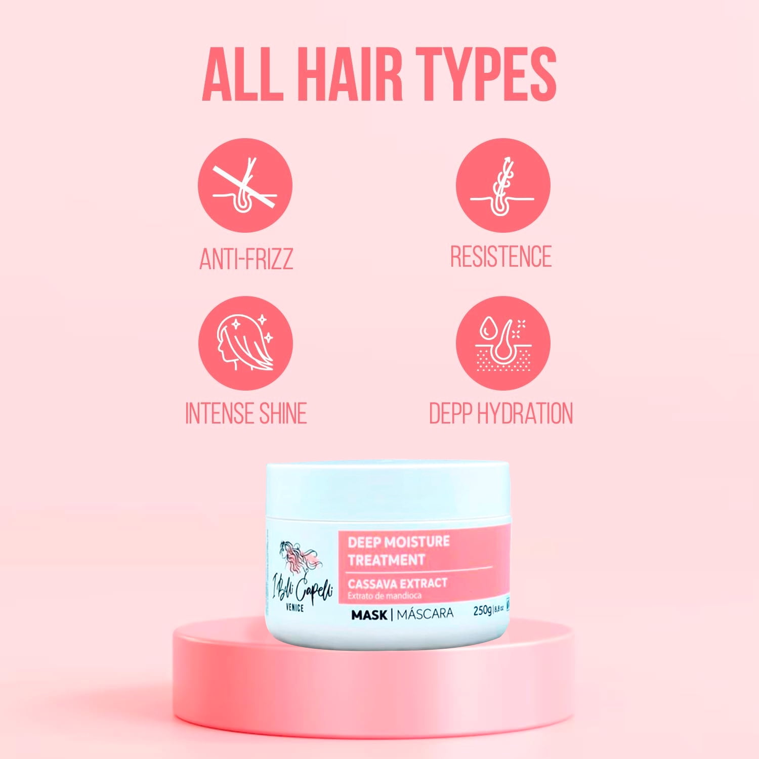 Kit I Belli Capelli Hair Ravenna B-tox Repair 1Kg/35.2 oz and Venice Máscara Extrato Mandioca 250g/8.8 oz Complete Treatment