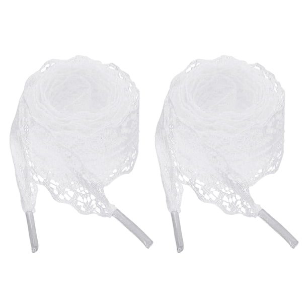 2 pares de cordones planos, cordones de 2.2 cm de ancho y 160 cm de largo, color blanco