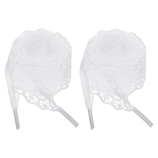 2 pares de cordones planos, cordones de 2.2 cm de ancho y 160 cm de largo, color blanco