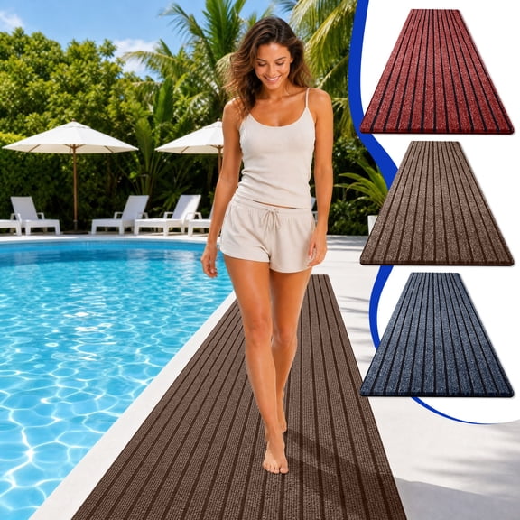 Extra Long 63 Inch Runner Rug Indoor Outdoor Non-Slip Heavy Duty Stripe Doormat for Entryway Patio Hallway