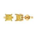 thumbnail image 2 of 1.5 Ct Princess Cut Studs Yellow Natural Citrine 18K Yellow Solid Solid Gold Everyday Dainty Earrings Push Back, 2 of 7