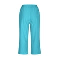 thumbnail image 5 of LADIGASU Womens Casual Color Elastic Loose Pants Capris With Pocket, 5 of 6