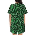 thumbnail image 4 of Womens Pajama Sets With Pocket, Abstract Gecko Lizard Green Lounge Sets Short Sleeve Sleepwear PJ Sets for Women, 4 of 6