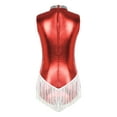 thumbnail image 5 of Kaerm Womens Sequins Fringed Latin Dance Leotard Metallic Tassel Bodysuit Tango Performance Red L, 5 of 7