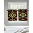 thumbnail image 5 of Boho Orange Teal Tier Curtains 36 Inch Length,Sheer Curtains for Bedroom Living Room Window Southwestern Ethnic Abstract Geometric Voile Drapes Kitchen Curtains Small Half Window 27.5"x36" 2 Panels, 5 of 7