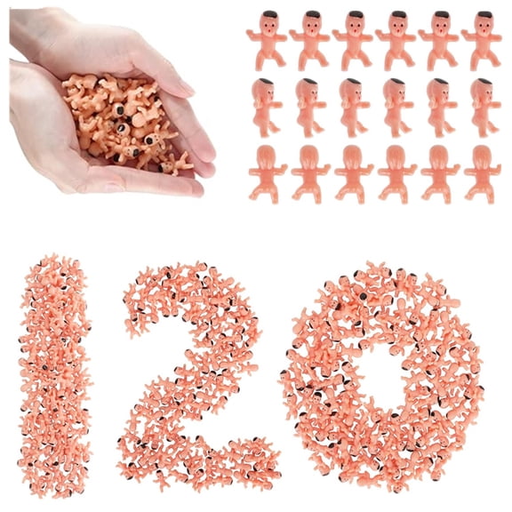 120 PCS Plastic Babies for Baby Shower Games, 1Inch Bulk Mini Babies Tiny Plastic Babies for King Cake Babies Ice Cube Game, Small Plastic Babies for My Water Broke Baby Shower Game Decorations