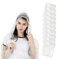 thumbnail image 1 of 10 pieces Transparent rain poncho disposable with hood, 1 of 4
