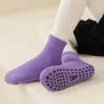 thumbnail image 4 of Eosunjian 1 Pair Unisex Socks Mid-tube No Odor Thickened Warm Solid Color Silicone Bottom High Elasticity Anti-slip Sweat-absorption Anti-shrink Sports Winter Socks Purple, 4 of 13