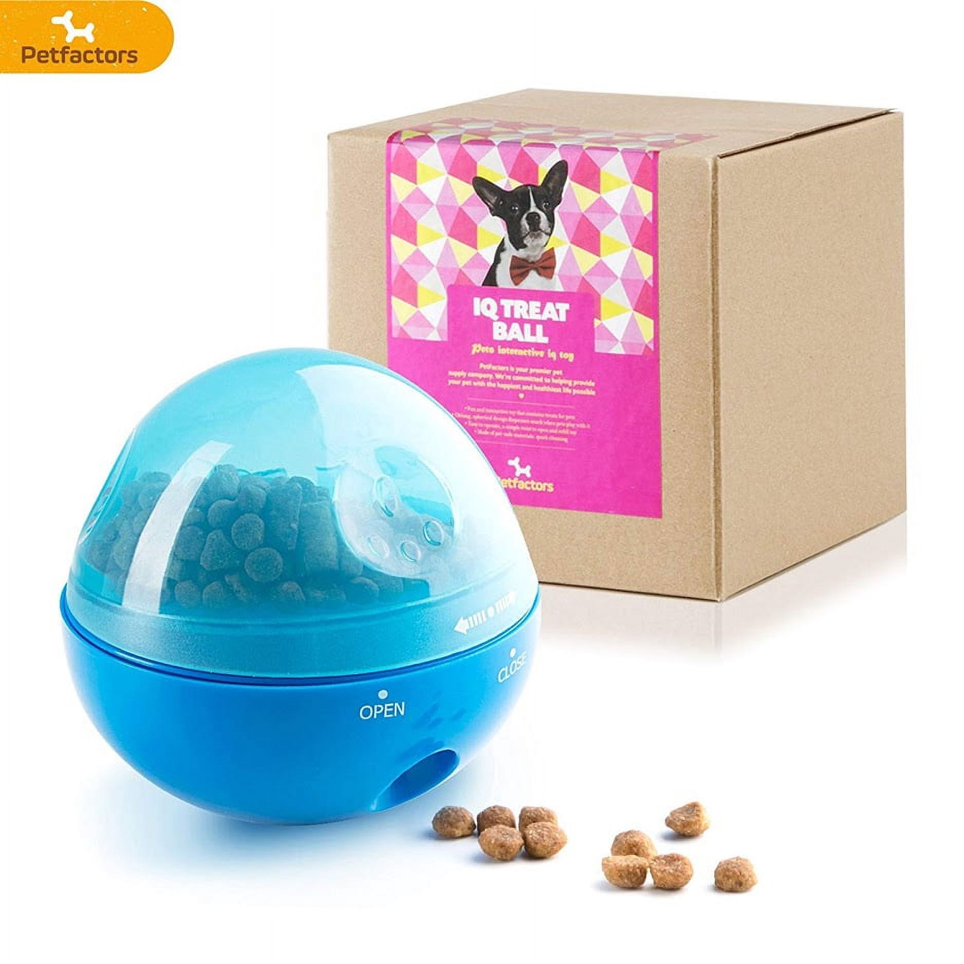 Petfactors Puzzle Treat Ball for Pets, Tumbler Interactive Food Dispensing Ball, Toys for Dogs Cats, Increases IQ and Mental Stimulation (Blue)