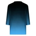 thumbnail image 4 of Gaecuw Womens Blouses 3/4 Sleeve Loose Fit Summer Gradient Criss Cross T Shirts V-Neck Comfort Tees Pullover Shirts Three Quarter Tops Trendy Blouse Dressy Plus Size Blue 2XL, 4 of 5