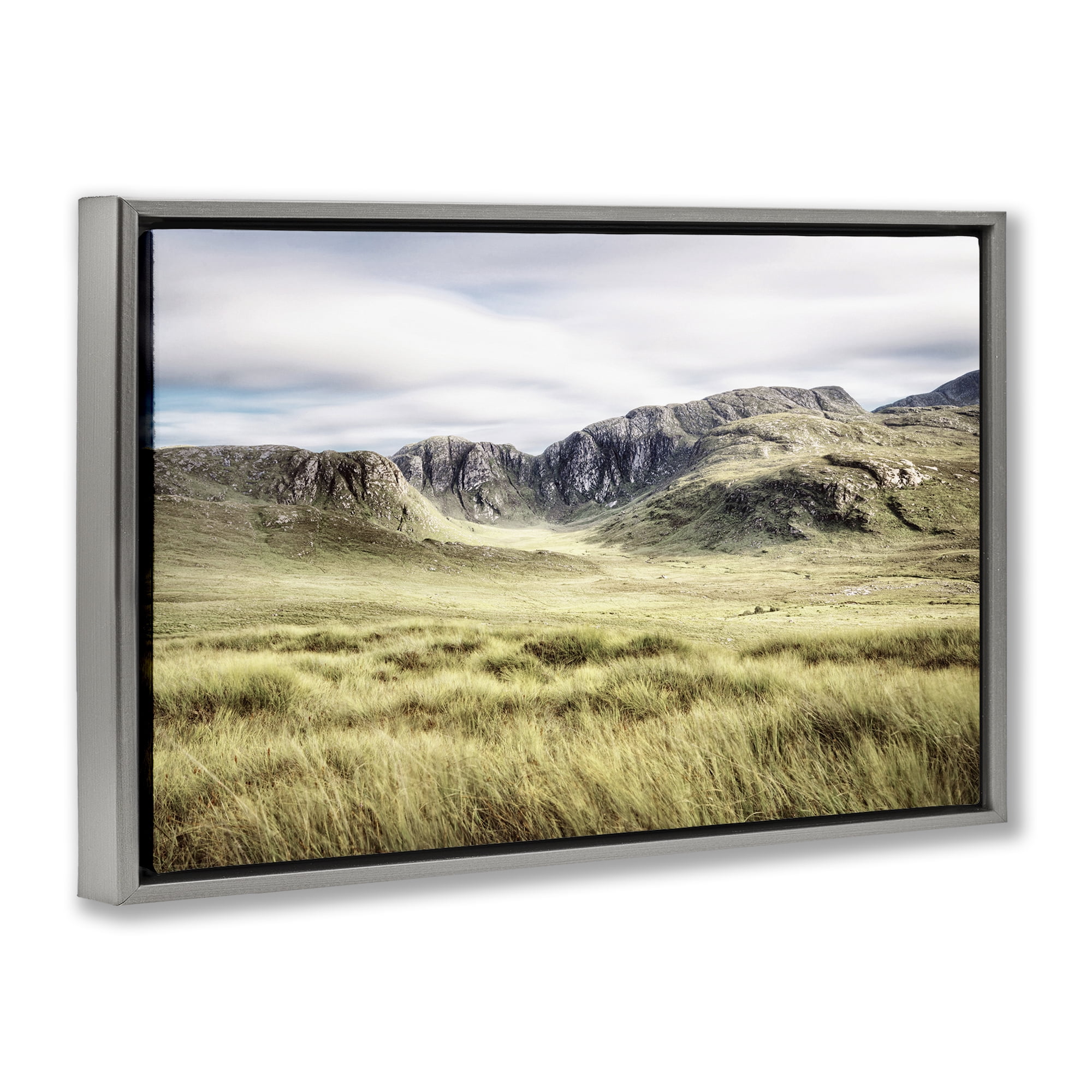 Stupell Industries Irish Countryside Hills Gray Framed Floater Canvas Wall Art, design by Andy Amos