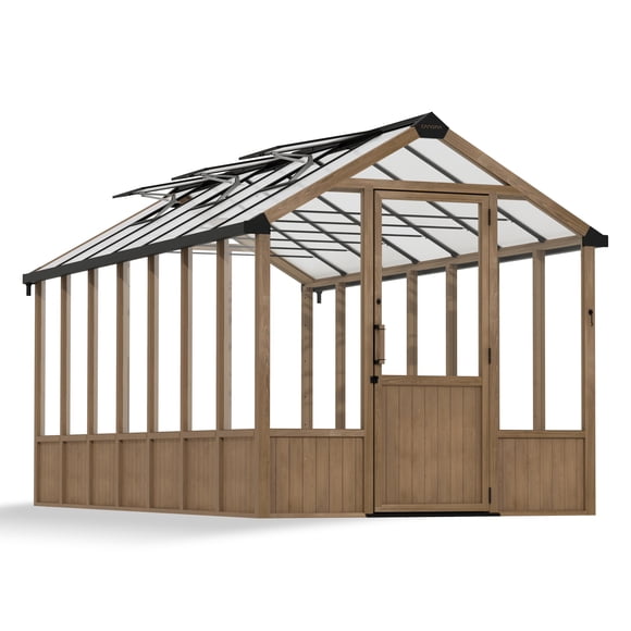 Canopia by Palram Greenhouse Kit Natura Cedar Wood 8 ft. x 17 ft. - Clear polycarbonate panels