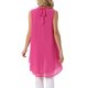 thumbnail image 3 of INSPIRAR CHIC Blusas sin mangas de gasa para mujer con cuello alto, espalda atada, dobladillo asimétrico, camiseta de verano en color rosa intenso, 3 of 6