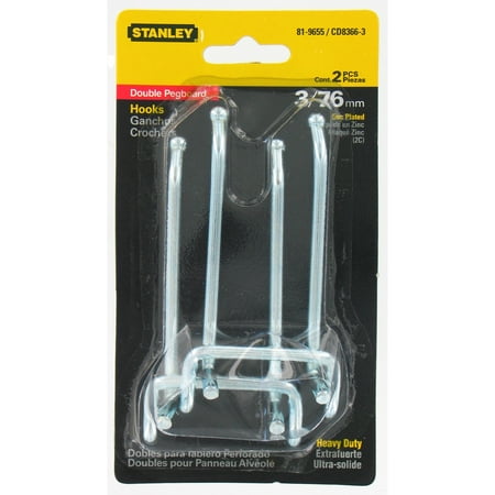 Stanley Hardware 819655 3" Heavy Duty Double Straight Pegboard Hooks 2-ct