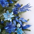 thumbnail image 4 of 35 Pcs Christmas Artificial Poinsettia Flowers Picks and Artificial Leaves Sprays Blue Glitter Christmas Floral Picks for Blue Christmas Tree Holiday Centerpiece Decorations DIY Wreath Garland, 4 of 8